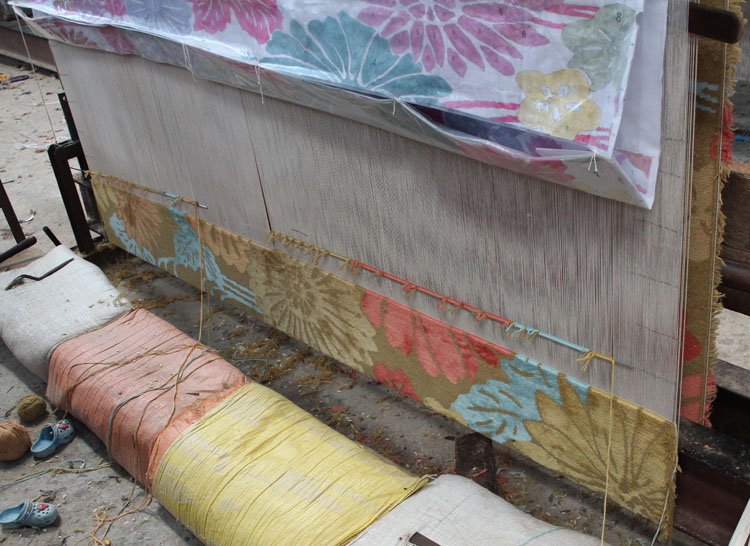 A rug on the loom for Emma Gardner Design.