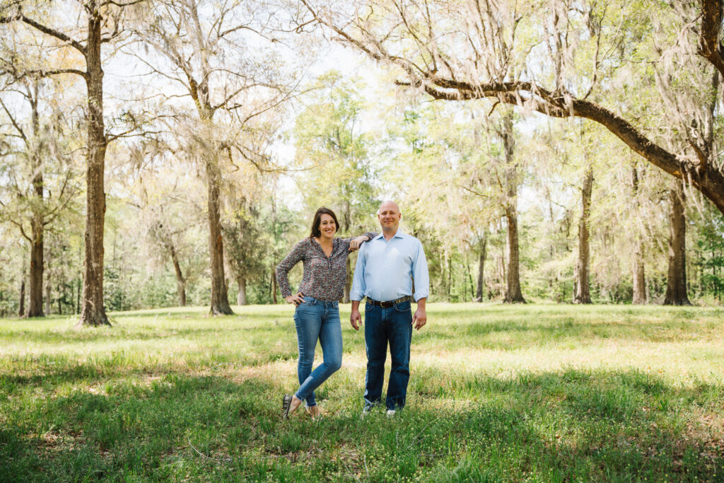 Portrait of Jeremy and Jessica Little, the founders of Sweet Grass Dairy, a company that produces sustainable cheese.