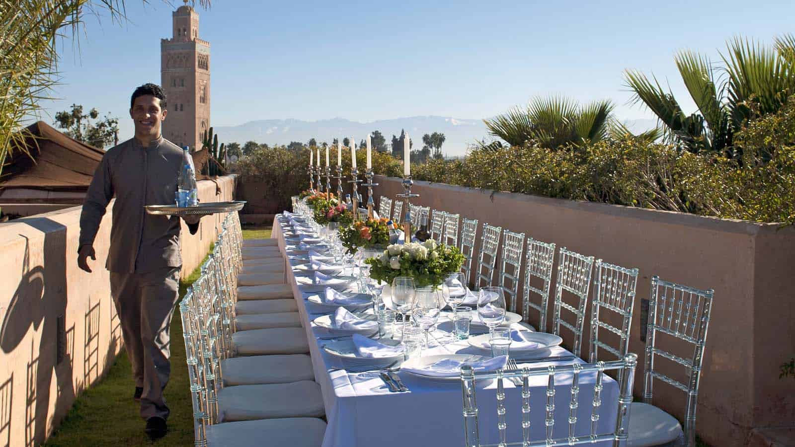 Wedding table set up by El Fenn, a Boutique Hotel and Retreat in Marrakech.