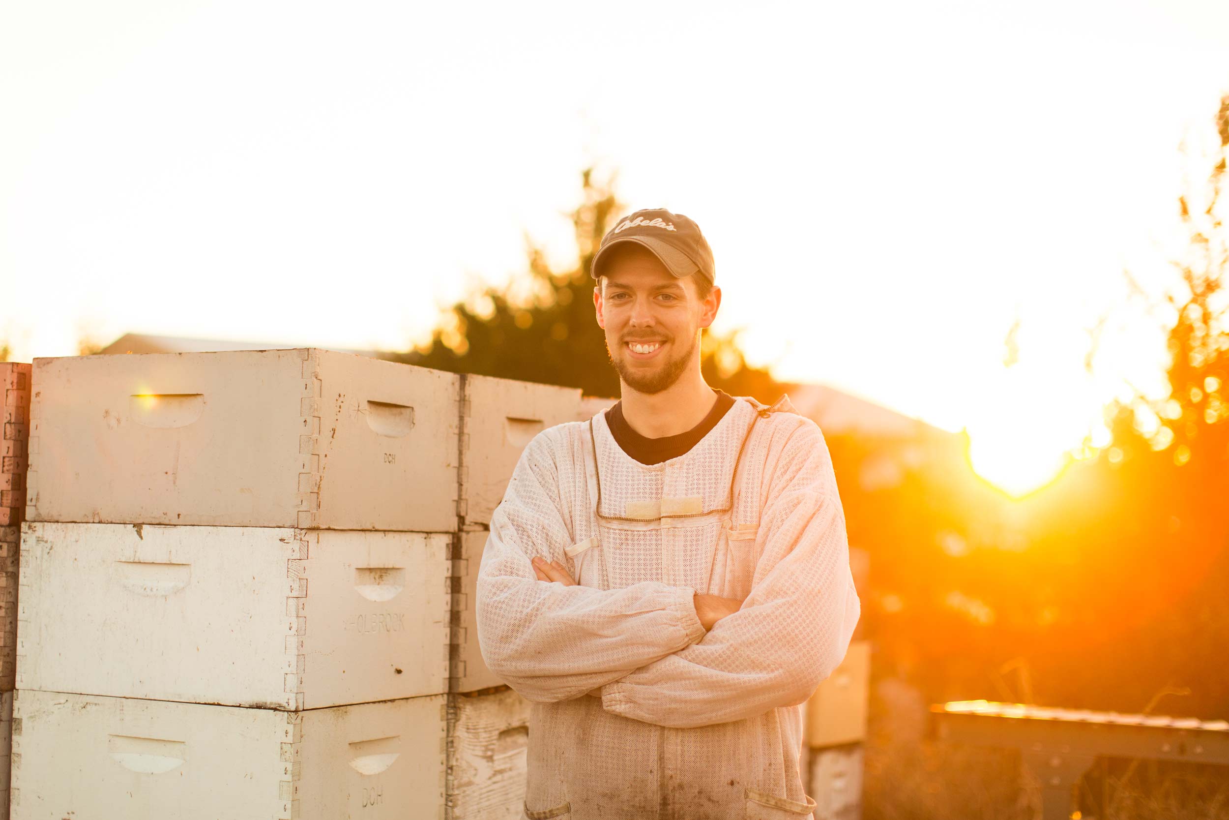 Portrait of Blake Shook, founder of Desert Creek Honey, a company creating sustainable raw honey.