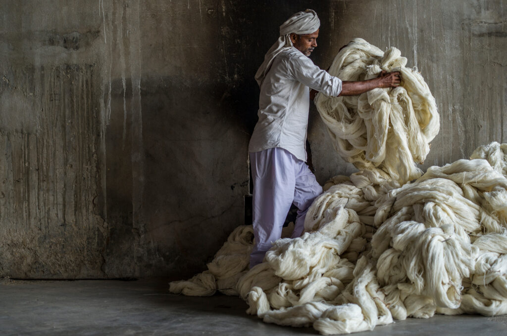 Process of making Armadillo sustainable rugs in India.