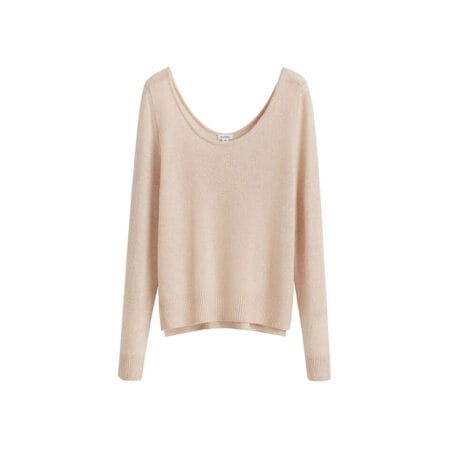 Cuyana – Single-Origin Cashmere Scoop Neck Sweater, Beige