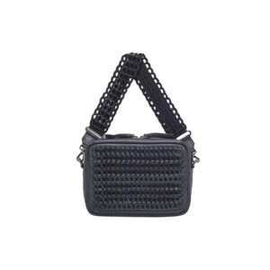 black upcycled crochet crossbody bag