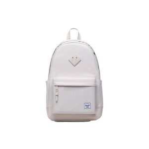 White, standard-sized backpack with diamond decal.