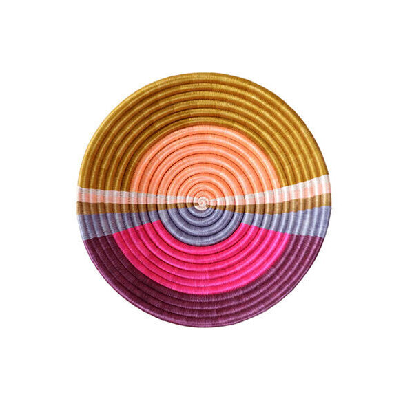 A multi-colored bowl-like art piece.