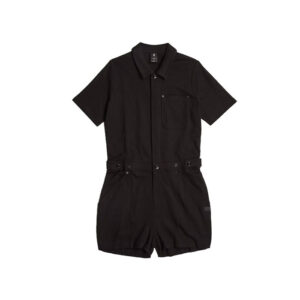 Black, cotton short jumpsuit