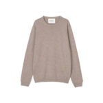 Tan-colored cashmere, crewneck sweater.