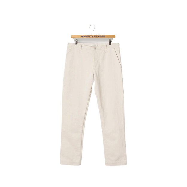 Tan undyed canvas pants.