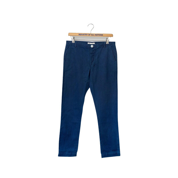 Dark blue twill pants.