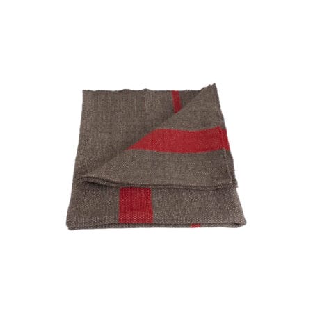 ABBATTE — Castilian Dark Brown Wool Rug w/ Red Stripes