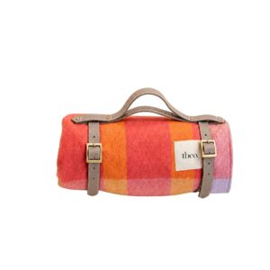 Tartan Blanket Co—Recycled Wool Picnic Blanket, Orange Frame Stripe